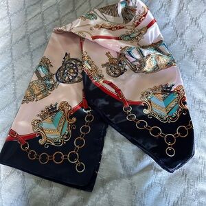 Elegant Chain Print Silk feeling Scarf